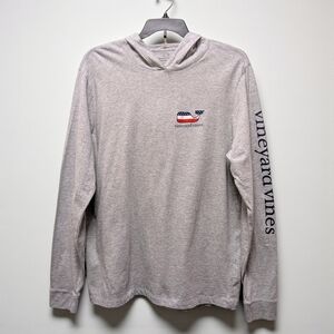 Vineyard Vines Men's Long Sleeve Hoodie Gray Heather with Patriotic Logo XL
